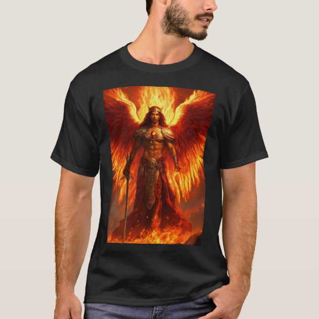 Uriels Brandstatue Angel Flames Design T - Shirt (Vorderseite)