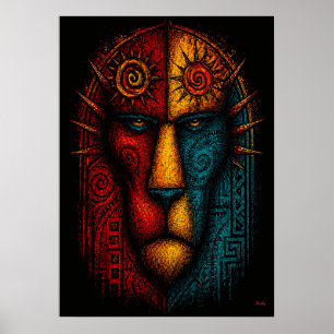 Urkönig Löwe Abstrakte Kunst – Expressionistisch Poster