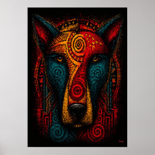 Urkunst Hundetotem Abstrakte Kunst – Expressionism Poster