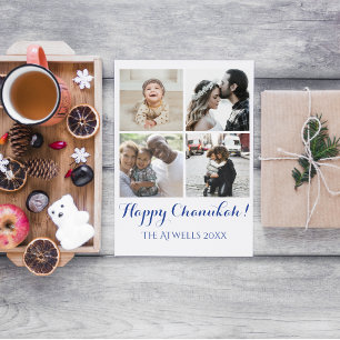 Urlaub 4 Fotos Happy Chanukah Familie Weiß Feiertagskarte