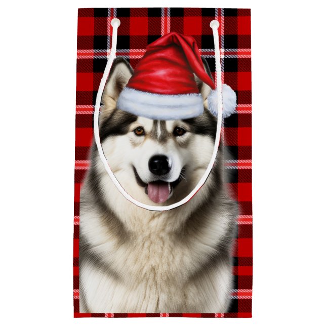 Urlaub Alaskan Malamute Dog Spaß Kariert Weihnacht Kleine Geschenktüte (Vorderseite)
