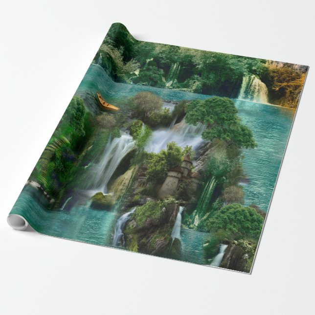 Urlaub am magischen Fantasy-See Geschenkpapier (Ungerollt)