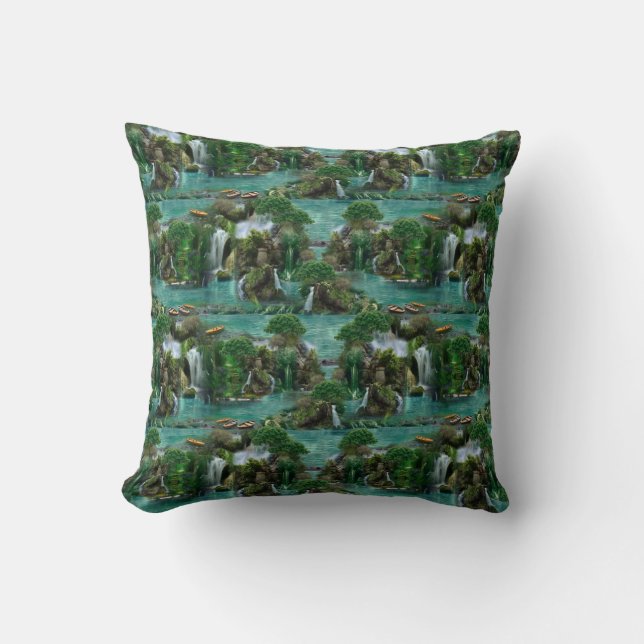 Urlaub am magischen Fantasy-See Kissen (Vorderseite)