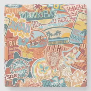 Urlaub am Meer Waikiki Bay Hawaii Steinuntersetzer