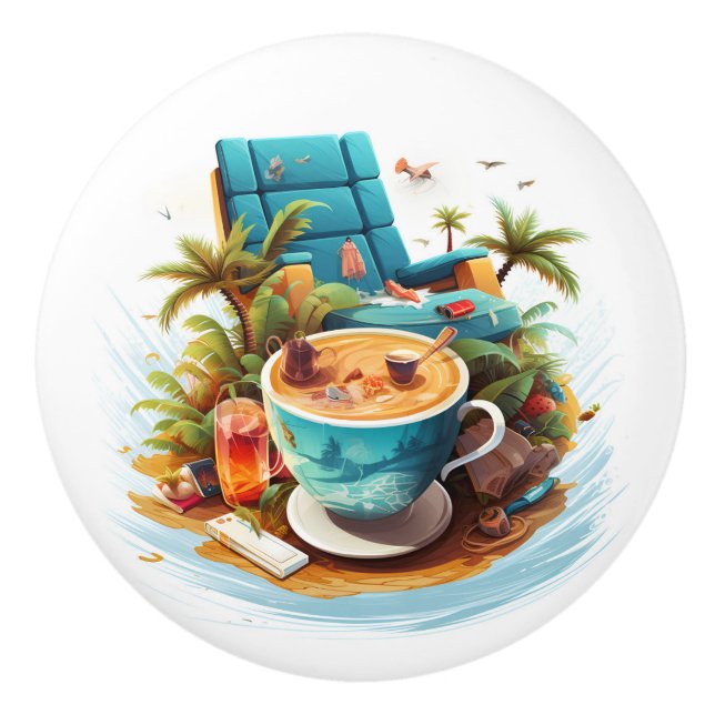 Urlaub am Strand Keramikknauf (Vorderseite)