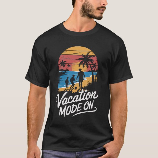 Urlaub am Strand von Vater und zwei Söhnen T-Shirt (Vorderseite)