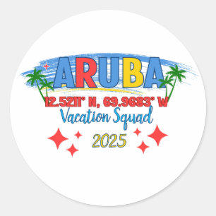 Urlaub auf Aruba 2025 Vibes Tropischer Insel-Ausfl Runder Aufkleber