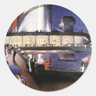 Urlaub auf dem Kreuzfahrtschiff auf dem Pooldeck Runder Aufkleber