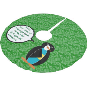 Urlaub auf der Flagge Bahamas Frau Penguin Gespräc Polyester Weihnachtsbaumdecke