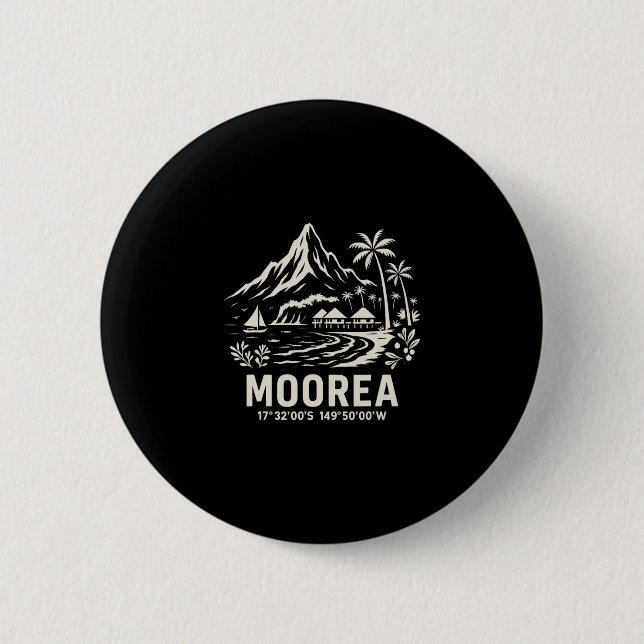 Urlaub auf der Insel Moorea Französisch-Polynesien Button (Vorderseite)