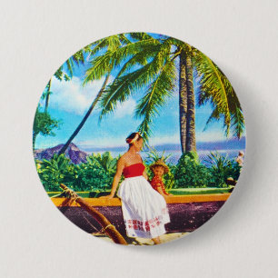Urlaub auf Hawaii im Stil der alten Zeit Button