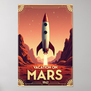 Urlaub auf Mars: Retro Space Travel 1963 Poster