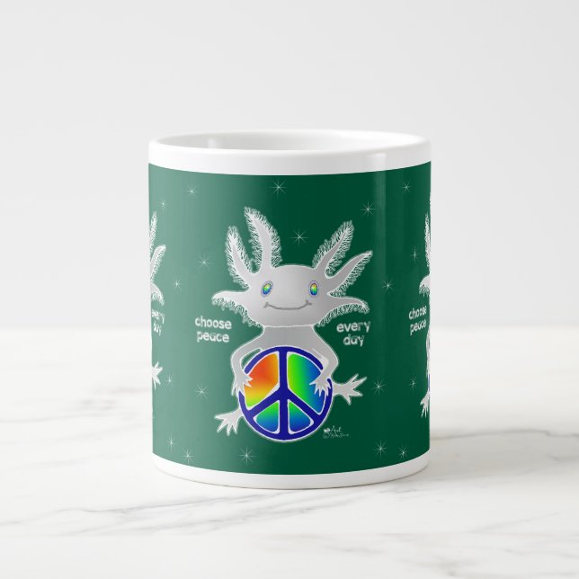 Urlaub Axolotl mit Friedenszeichen Tasse (Vorderseite)