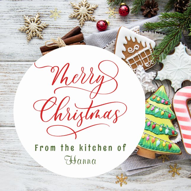 Urlaub Backen Frohe Weihnachten Personalisiert Runder Aufkleber (Von Creator hochgeladen)