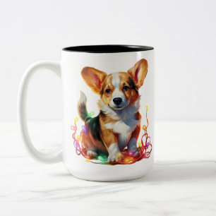 URLAUB CHRISTMAS PEMBROKE WELSH CORGI PUPPY DOG ZWEIFARBIGE TASSE