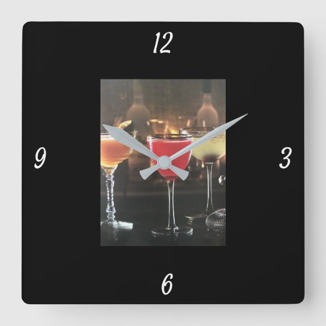 "URLAUB COCKTAILS" CHRISTMAS KLICKEN QUADRATISCHE WANDUHR (Vorderseite)