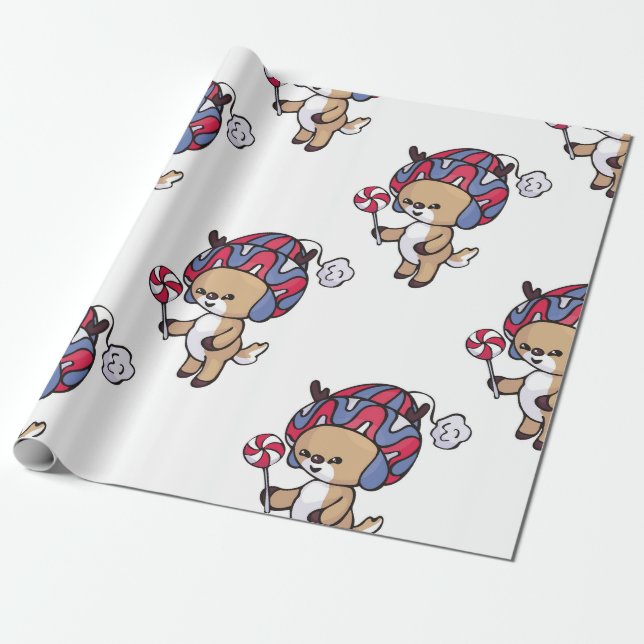 Urlaub Fawn mit Lollipop Wrapping Paper Geschenkpapier (Ungerollt)