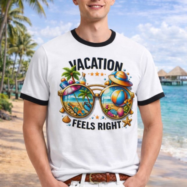 Urlaub Fühlt Sich Richtig Ringer T-Shirt USA (Von Creator hochgeladen)