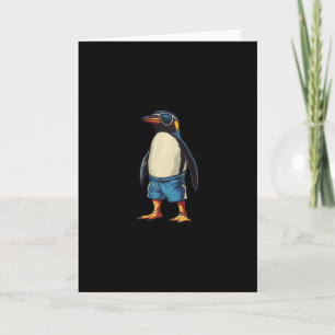 Urlaub im Pool mit diesem lustigen Pinguin in Schw Karte