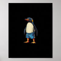 Urlaub im Pool mit diesem lustigen Pinguin in Schw