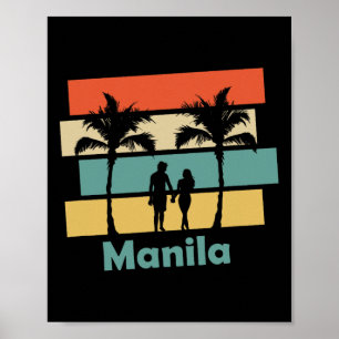 Urlaub im Vintage-Retro-Stil Manila Philippinen  Poster