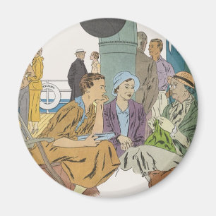 Urlaub im Vintage-Stil, Passagiere Kreuzfahrtschif Magnet