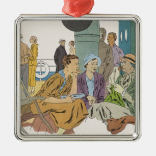 Urlaub im Vintage-Stil, Passagiere Kreuzfahrtschif Ornament Aus Metall