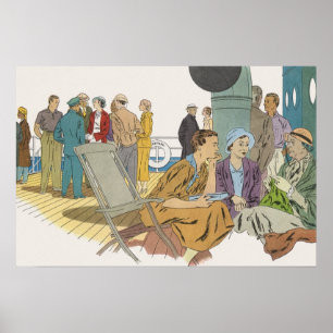Urlaub im Vintage-Stil, Passagiere Kreuzfahrtschif Poster