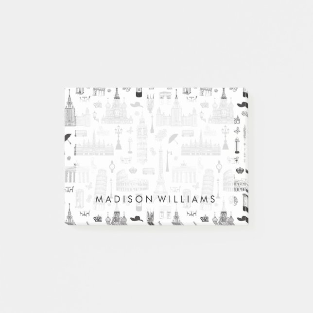 Urlaub in Europa Muster Post-it Klebezettel (Vorderseite)