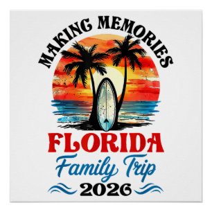 Urlaub in Florida im Stil der Vergangenheit Famili Poster