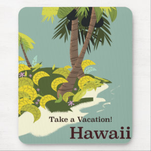 Urlaub in Hawaii Vintage Reiseposter Mousepad