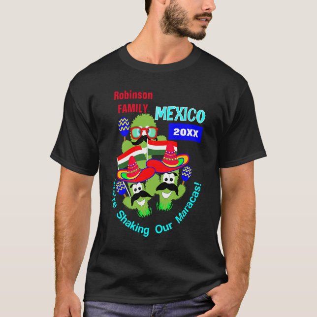 Urlaub in Mexico Family Group Spaß Personalisiert T-Shirt (Vorderseite)