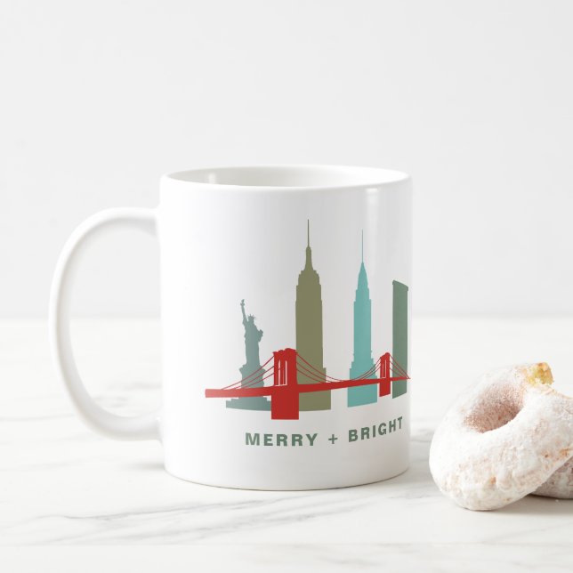 Urlaub in New York, Architektur Skyline Kaffeetasse (Mit Donut)