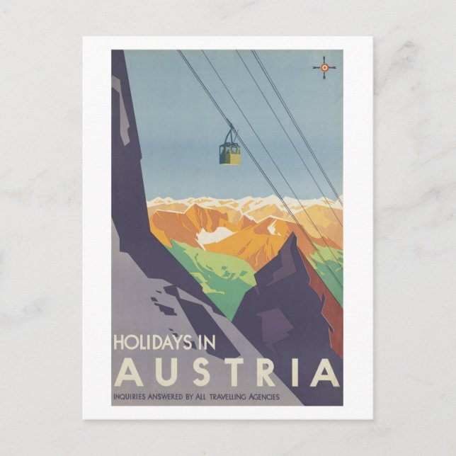 Urlaub in Österreich Berge Vintage Reisen Postkarte (Vorderseite)