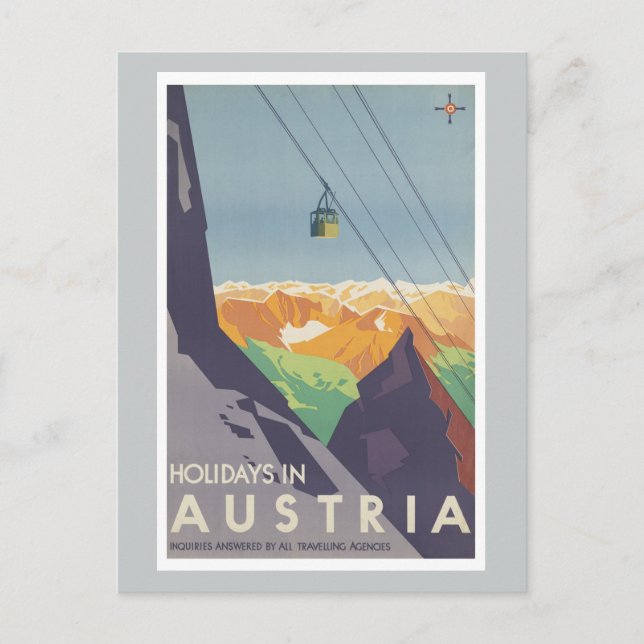 Urlaub in Österreich Berge Vintage Reisen Postkarte (Vorderseite)