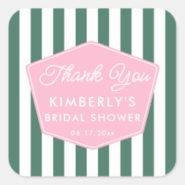 Urlaub in Rosa und Grün des Brautparty der 50er Ja Quadratischer Aufkleber