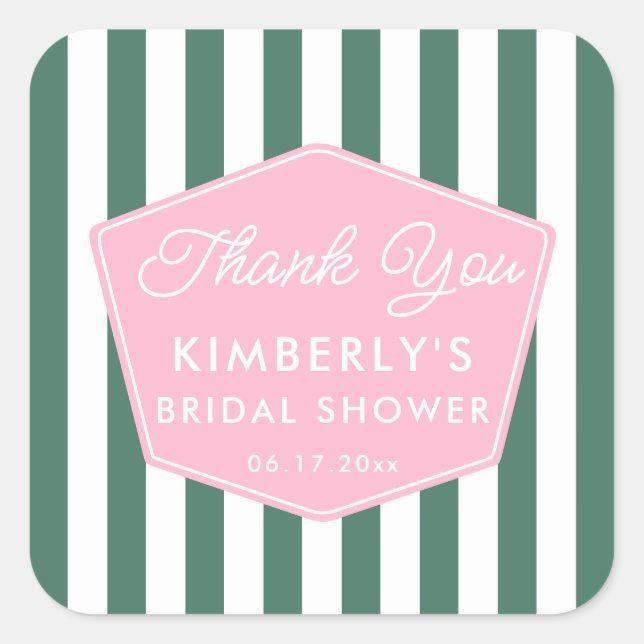 Urlaub in Rosa und Grün des Brautparty der 50er Ja Quadratischer Aufkleber (Vorderseite)