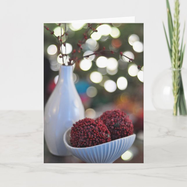 Urlaub in Rot und Weiß Feiertagskarte (Vorderseite)