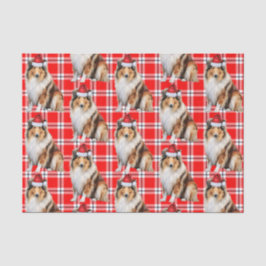 Urlaub Kariert mit Rough Collie Dog Weihnachten Seidenpapier