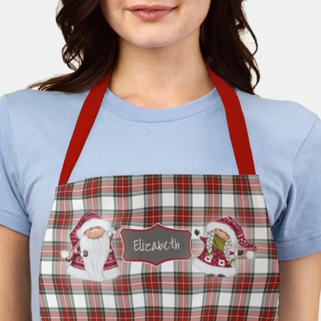 Urlaub Kariert Weihnachten Mit Monogramm Schürze (Christmas Holiday Baking Cooking Apron monogrammed with name. )