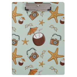 Urlaub, Kokosnüsse und Kameras-Zwischenablage Klemmbrett