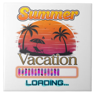 Urlaub lädt Sommeruntergang Strand Fliese