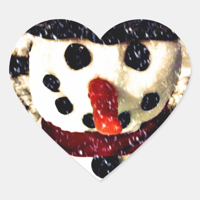 Urlaub lassen es schneebezaubernden Schneemann Herz-Aufkleber (Vorderseite)