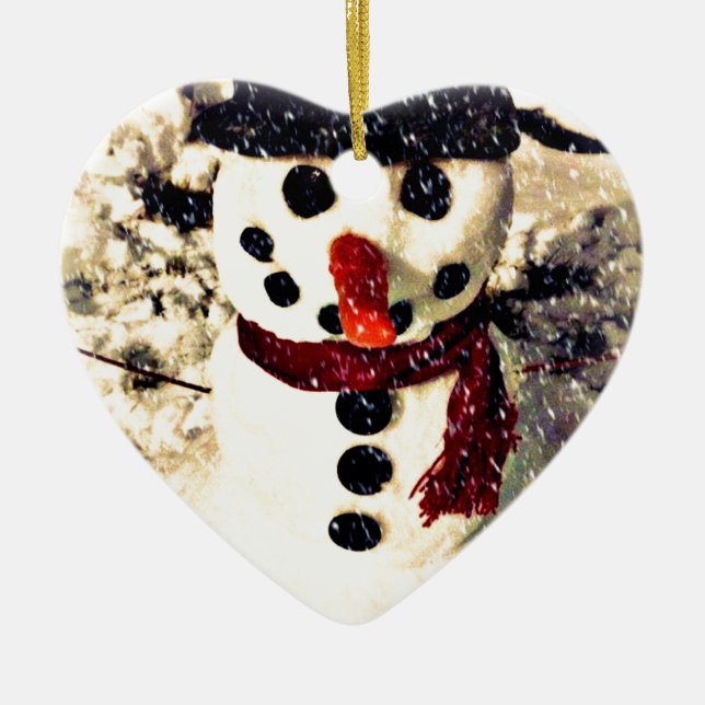 Urlaub lassen es schneebezaubernden Schneemann Keramik Ornament (Vorne)