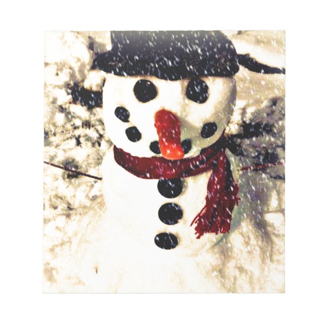 Urlaub lassen es schneebezaubernden Schneemann Notizblock (Vorderseite)