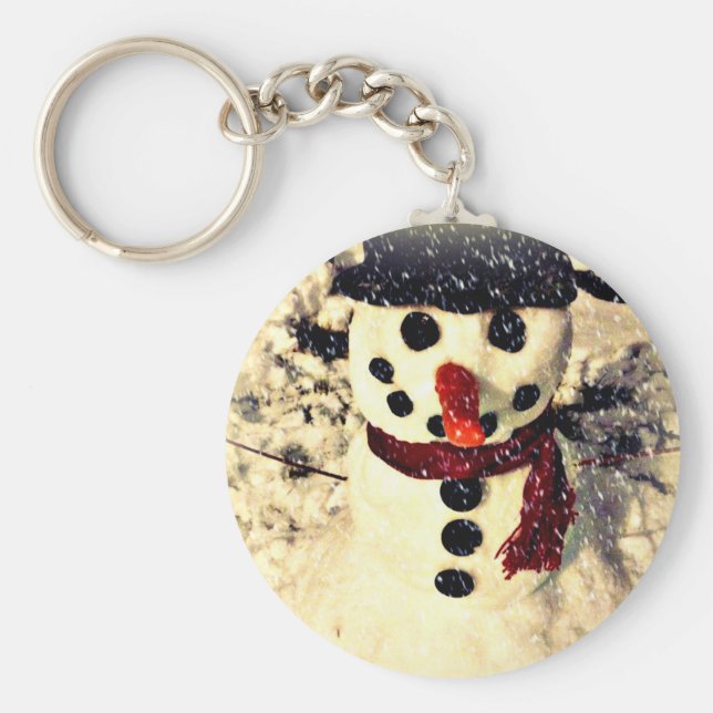 Urlaub lassen es schneebezaubernden Schneemann Schlüsselanhänger (Vorne)