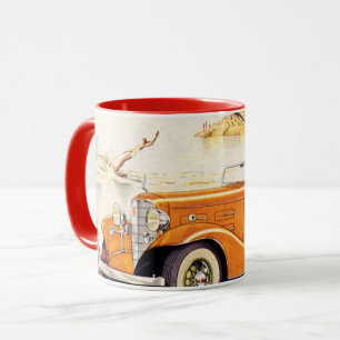 Urlaub mit der Familie im Oldtimer-Cabrio Tasse