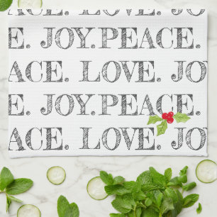 Urlaub PEACE. LIEBE. JOY. Christmas Holly Artisan Geschirrtuch