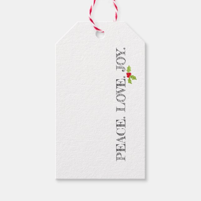 Urlaub PEACE. LIEBE. JOY. Weihnachten Geschenkanhänger (Vorderseite)