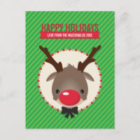 URLAUB POSTCARD :: Rentierrudolf mit roter Nase